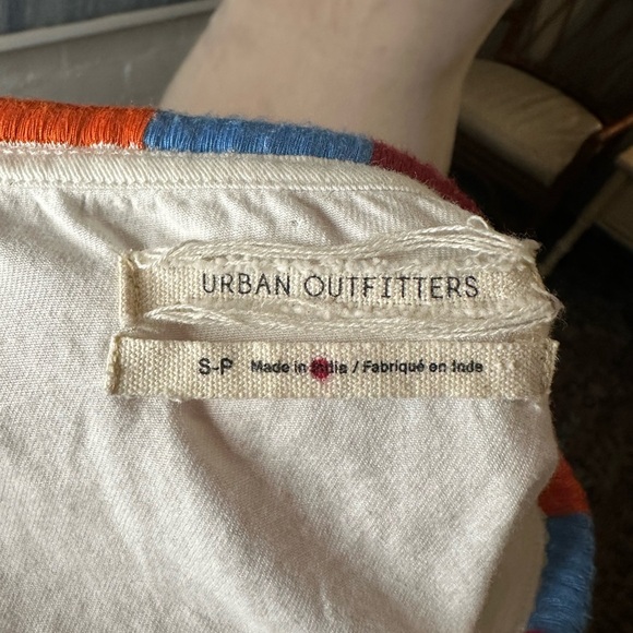 Urban Outfitters 100% Cotton White Babydoll Blouse with Rainbow Trim - Picture 8 of 8